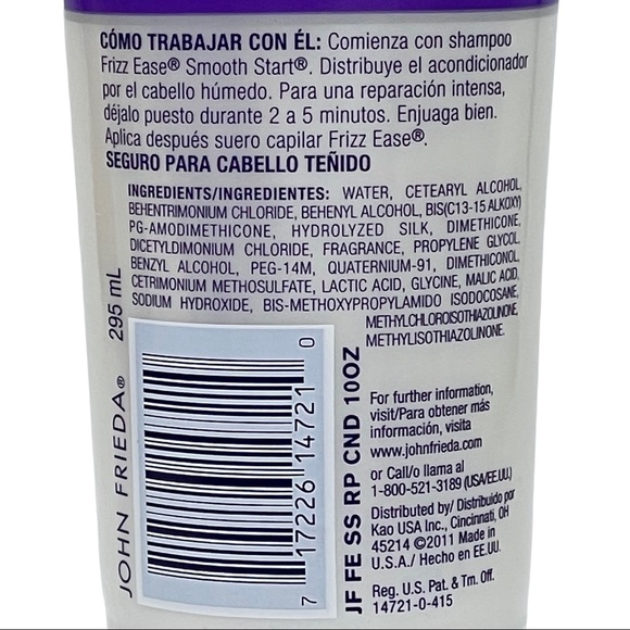 2 Pack John Frieda Frizz Ease Smooth Start Repairing Conditioner 10 oz HTF - Picture 6 of 6